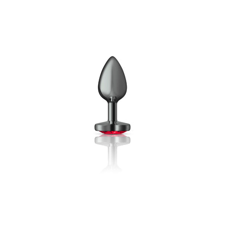 Deep Red Heart Gem Gunmetal Metal Plug - Sm