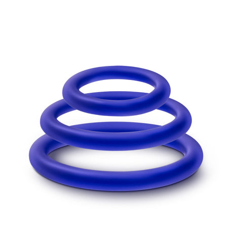 Blush Performance Pure Silicone Cock Ring Set — 3 Sizes, Indigo - BL-370812