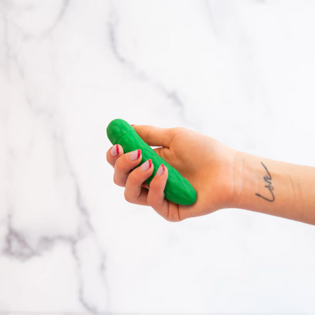 Emojibator Pickle Vibrator — 4.8-inch Silicone Bullet - EM7143
