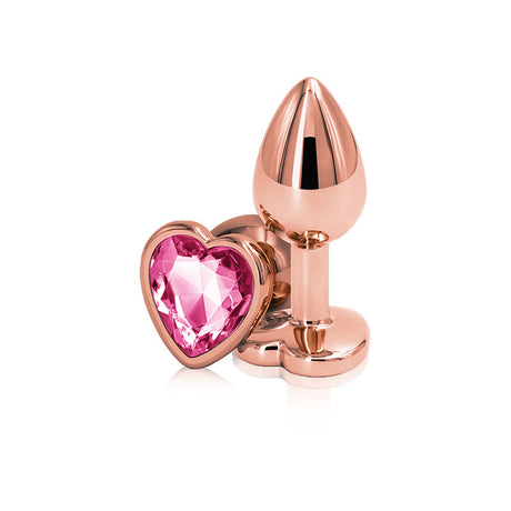 nsnovelties Rear Assets Small Rose Gold Heart Anal Plug, Pink - NSN0963-14
