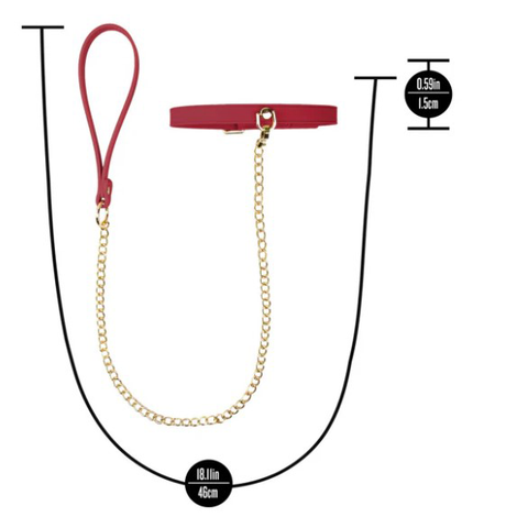Blush Temptasia Ardor Collar & Leash — Red Puria Silicone, 18.11 in - BL-55548