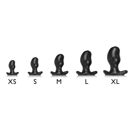 OXBALLS ERGO Small Pure Platinum Silicone Buttplug — Black/Police Blue Swirl - OX7885