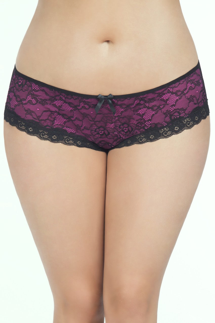 Cage Back Lace Panty - 1x2x - Black/pink by Oh Lá Lá Chéri