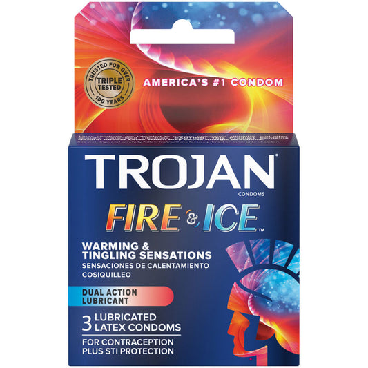 Paradise Marketing Trojan Fire and Ice Dual Action Lubricated Condoms — 3 Pack - TJ96003