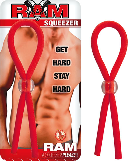 Nasstoys Ram Squeezer Adjustable Latex Cock Ring — Red - NW2653-1