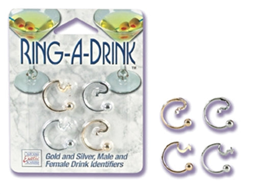 CalExotics Ring-a-Drink Gold & Silver Male and Female Drink Identifiers - SE2408002