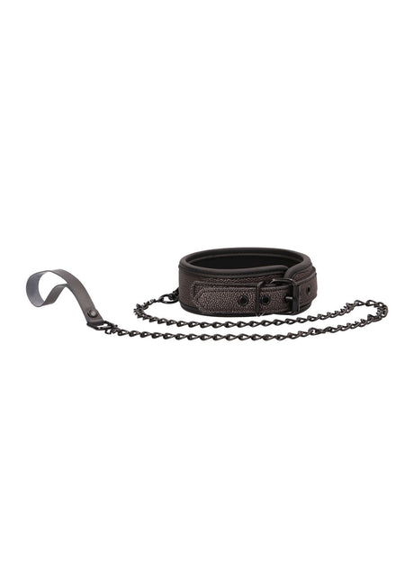 "Ouch - Elegant Collar With Leash - Titanium Grey OU-OU247GRY"