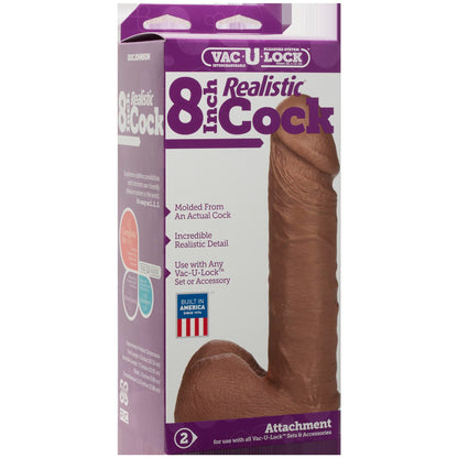 Vac-U-Lock 8-Inch Realistic Cock - Brown by Doc Johnson