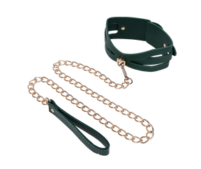 Sportsheets Indica Cutout Collar and Leash — Emerald, Adjustable Fit - SS10216