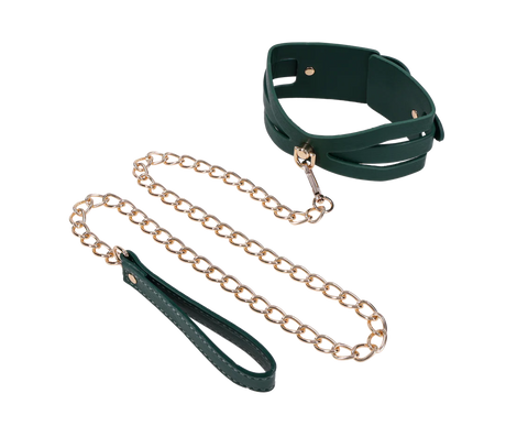 Sportsheets Indica Cutout Collar and Leash — Emerald, Adjustable Fit - SS10216
