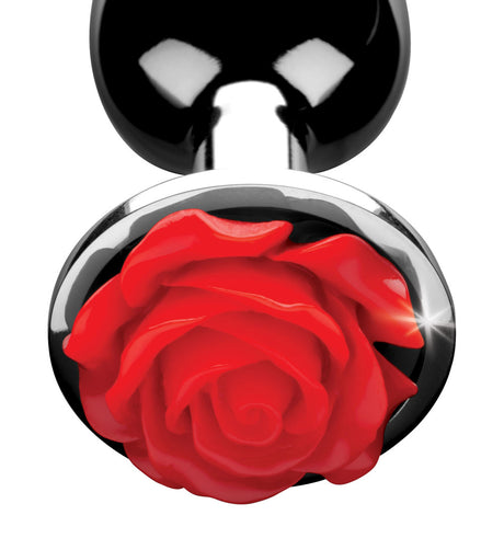 XR Brands Red Rose Nickel-Free Aluminum Anal Plug — Small - BTYS-AF634-SMALL
