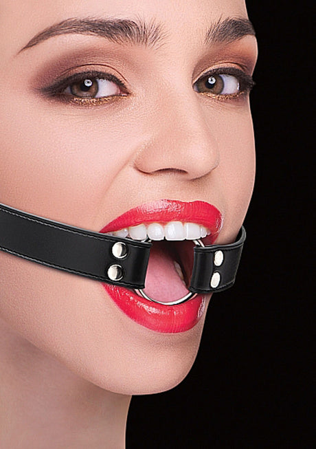"Ring Gag With Leather Straps - Black OU-OU104BLK"