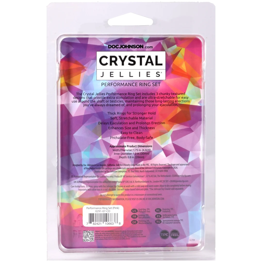 Doc Johnson Crystal Jellies Performance Ring Set, 3 Clear (1.75 in) - DJ0291-06-CD