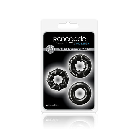 nsnovelties Renegade Dyno Rings — Black, Stretchy TPE - NSN-1111-33