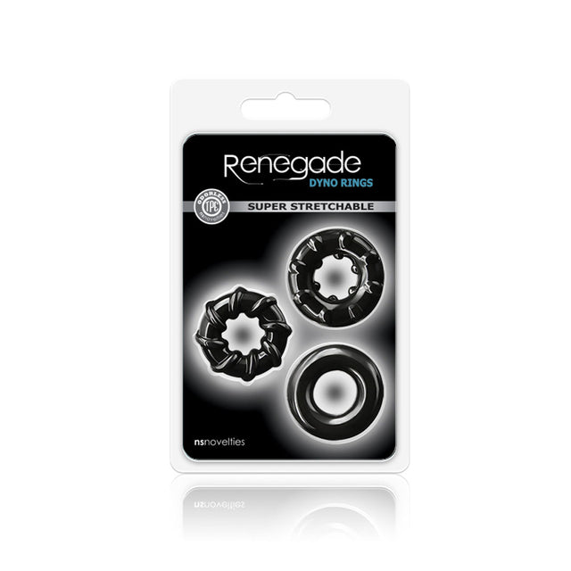 nsnovelties Renegade Dyno Rings — Black, Stretchy TPE - NSN-1111-33