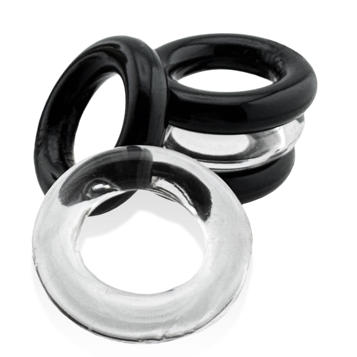 Jacker 5-Stack Five-Pack Tube Super-Strong Cockrings Clear Black
