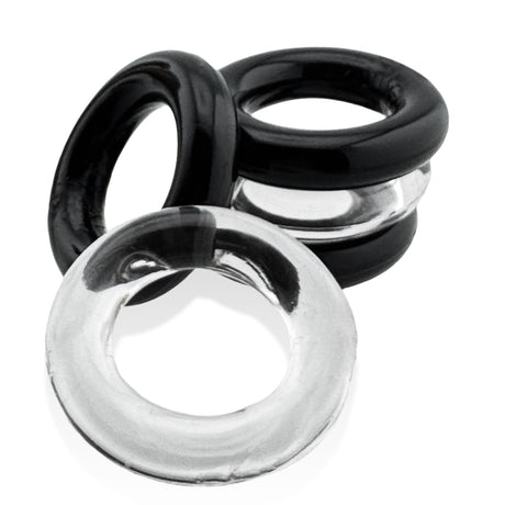 Jacker 5-Stack Five-Pack Tube Super-Strong Cockrings Clear Black