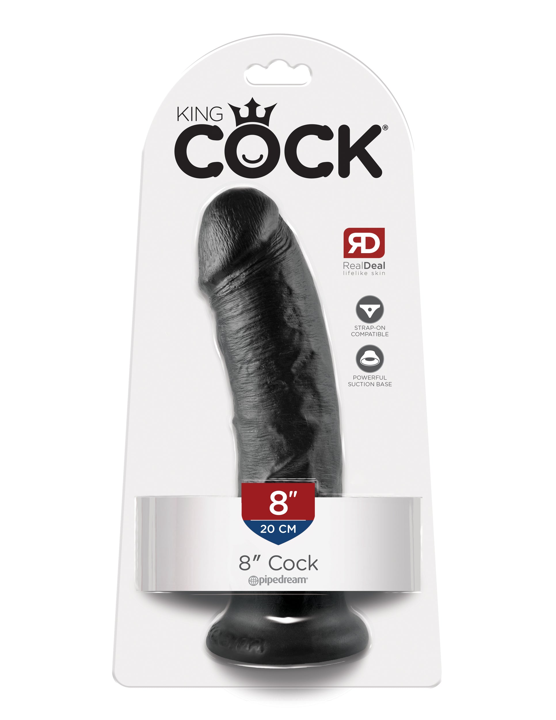 King Cock 8-Inch Cock - Black by Pipedream