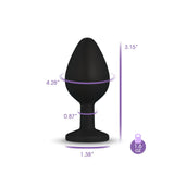 Gemma Pink Gem Black Silicone Plug - Medium