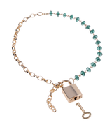 Sportsheets Indica Crystal Day Collar — Green Gems & Gold Chain, Adjustable 9 to 20 in - SS10222