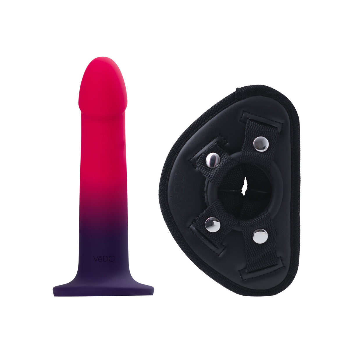 VeDO Duo 7-inch Semi-Realistic Dildo with Harness — Pink/Purple - VI-A0209