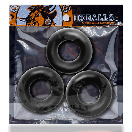 OXBALLS Fat Willy 3-Pack Jumbo Cock Rings — Black - OX-3065-BLK