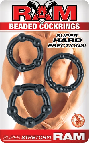 Ram Beaded Cockrings - Black by Nasstoys