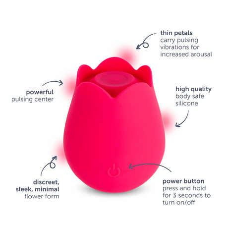 plusOne Rose Arouser — Flower-Shaped Clitoral Vibrator, USB Rechargeable - PO6747N