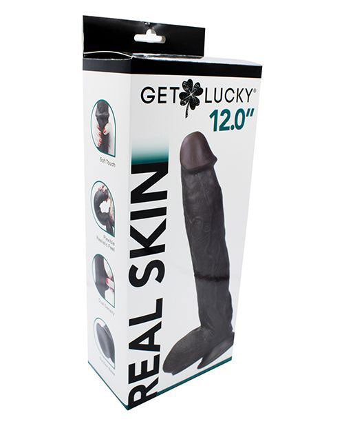 Real Skin 12 Dual Layer Dildo - Dark Brown