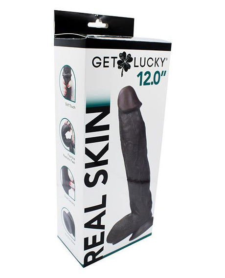 Real Skin 12 Dual Layer Dildo - Dark Brown