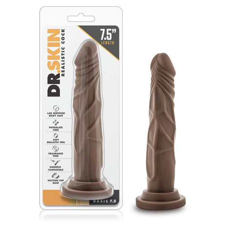 Blush Dr. Skin Realistic Cock Dildo — Basic 7.5, Chocolate - BL-26116