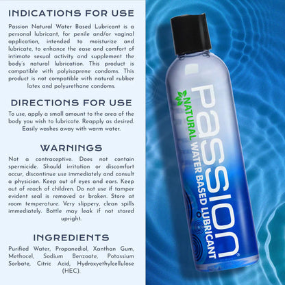 Passion Natural Water Based Lubricant 8 Oz by XR Brands