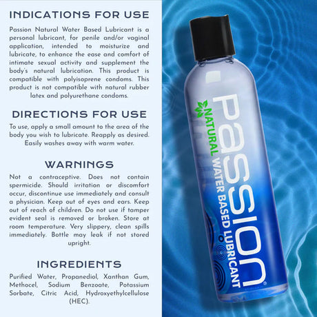 Passion Natural Water-Based Lubricant, 8 oz, XR Brands - PL-100-8OZ