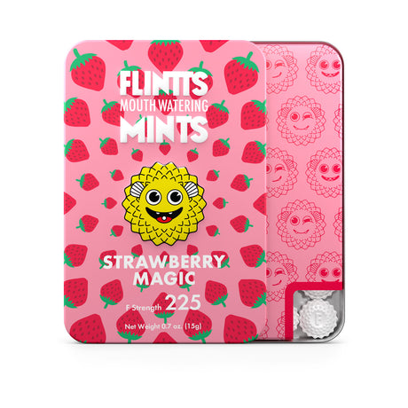 Flintts Mints Strawberry Magic F‑Strength 225 Tin — ~28–30 Mints - FM-STRAWBERRY