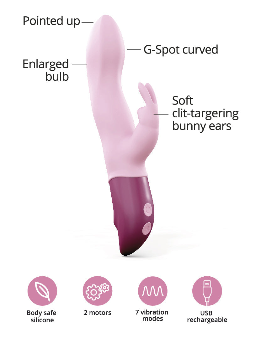 Love To Love Hello Rabbit Vibrator — Baby Pink, Dual-Motor USB Rechargeable - LV2213