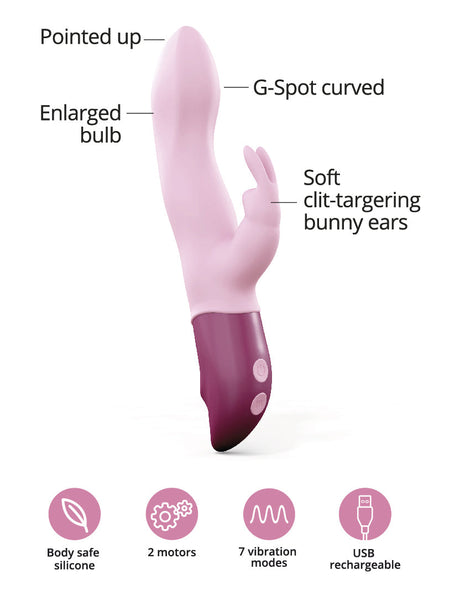 Love To Love Hello Rabbit Vibrator — Baby Pink, Dual-Motor USB Rechargeable - LV2213