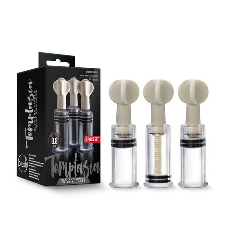 Blush Temptasia Clit & Nipple Twist Suckers — Set of 3, Clear - BL-39991