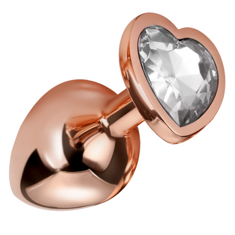 NOBÜ Rose Gold Plated Steel Anal Plug with Heart Crystal - NB113RG