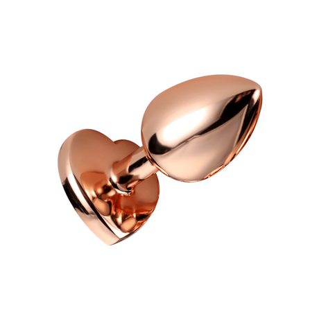 NOBÜ Rose Gold Plated Steel Anal Plug with Heart Crystal - NB113RG