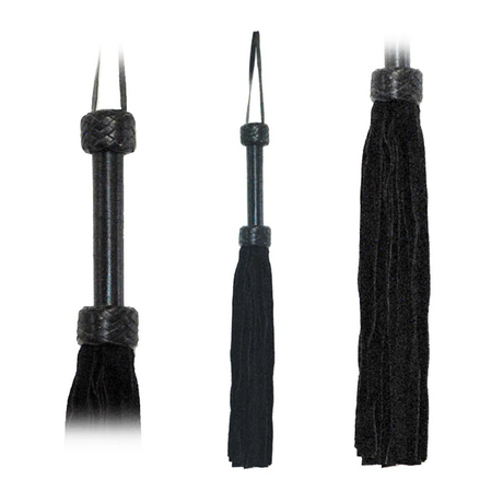 Fetissimo Suede Flogger, 18in — Black, 36 Tails - FT205BB