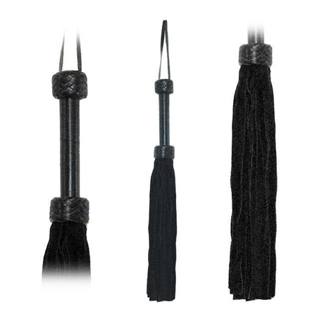 Fetissimo Suede Flogger, 18in — Black, 36 Tails - FT205BB