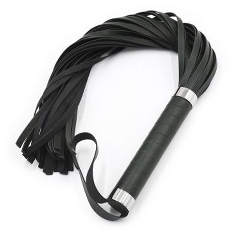 NOBÜ Whip — Padded Handle with 40 Leatherette Tails, Black - NB1627