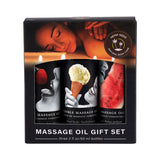 Earthly Body Edible Massage Oil Gift Set, 3 x 2 fl oz — Strawberry, Watermelon, Vanilla - EB-MSEG003
