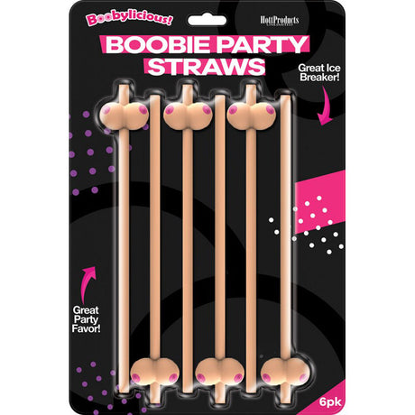 Hott Products Boobie Straws — 6 Pack, Flesh Color - HTP3258
