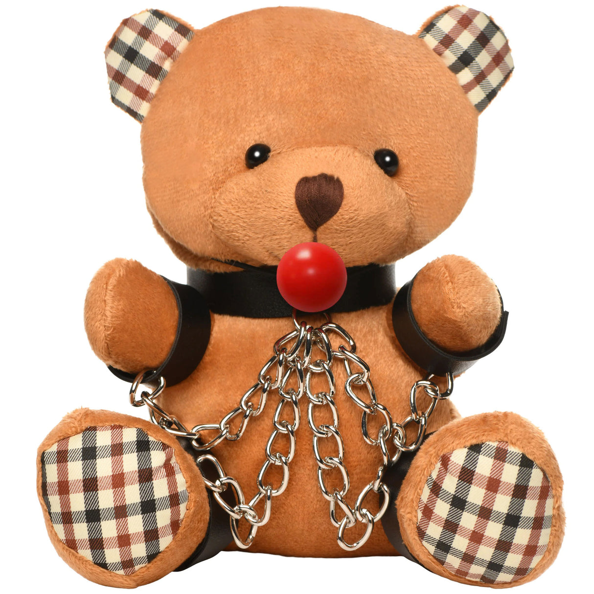 XR Brands Gagged Teddy Bear Plush with Collar & Cuffs, 8.6 in - MS-AH215