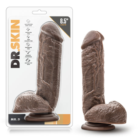 Blush Dr. Skin Mr. D 8.5 Inch Dildo — Chocolate (6.8" Insertable) - BL-15456