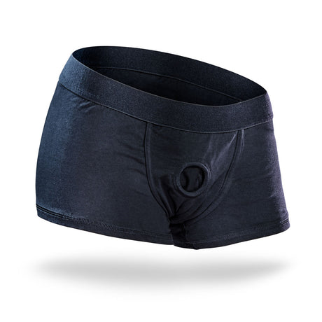 Blush Temptasia Harness Briefs with O-Ring & Inner Pockets — 3XL Black - BL-87635