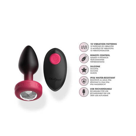 Viben Eluxe Vibrating Anal Plug — Ruby Ombre, Small, Remote - VB-CC9154