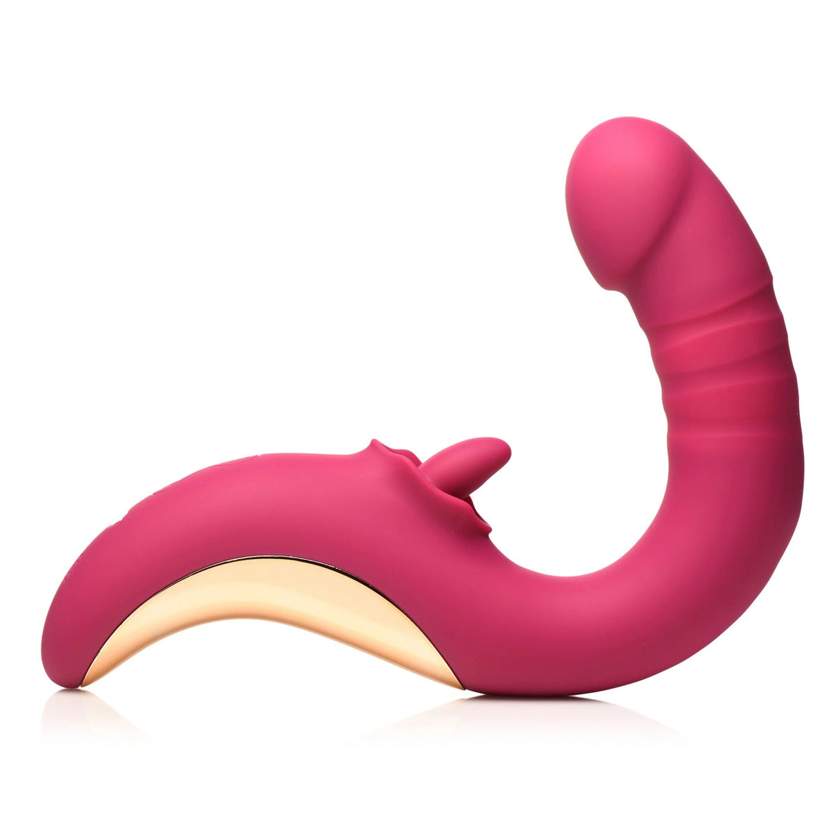 XR Brands Tease & Please Thrusting and Licking Vibrator, Fuchsia - INM-AH437