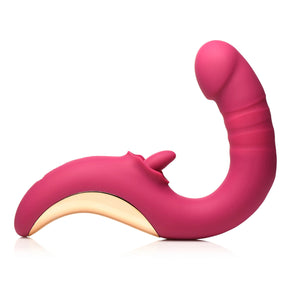 XR Brands Tease & Please Thrusting and Licking Vibrator, Fuchsia - INM-AH437